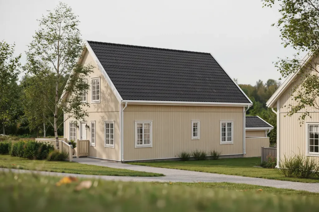 l ggning av nytt tegeltak p villa i margretelund