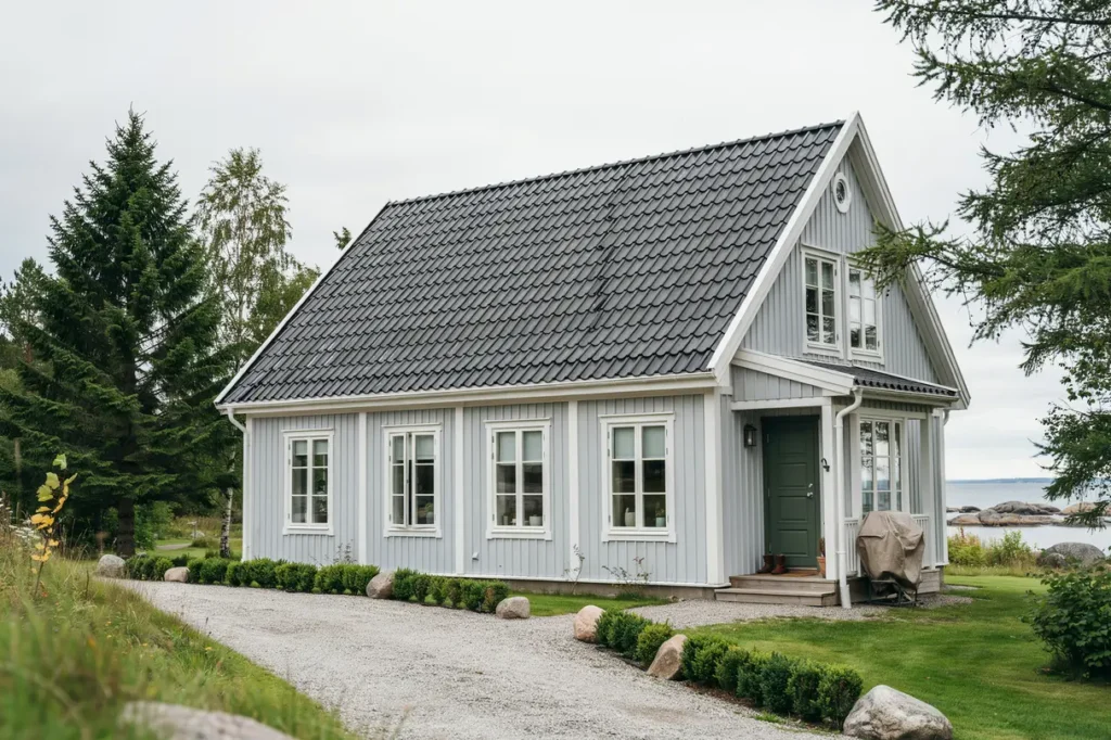 takoml ggning med nya betongpannor p villa i stersk r