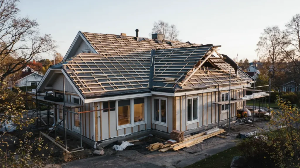 takbyte och till ggsisolering p villa i t lj